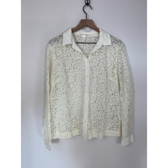 H&M Tops - H&M Lace Cream Button Down Blouse